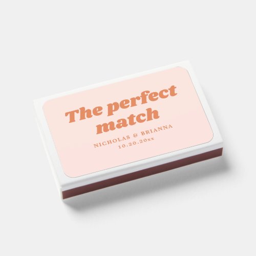 Summer Pink Peach Orange Boho Retro Wedding Matchboxes