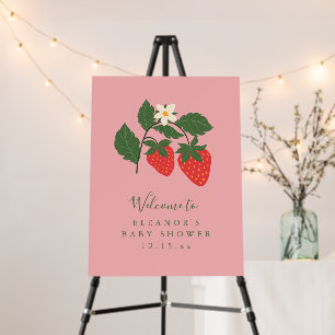 Summer Pink Strawberry Boho Baby Shower Welcome Foam Board