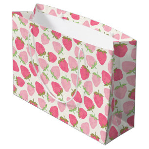 Summer Pink Strawberry Cute and Fruity Large Gift Bag