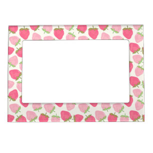 Summer Pink Strawberry Cute and Fruity  Magnetic Frame