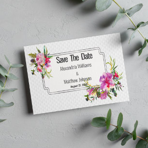 Summer pink violet white floral Save The Date
