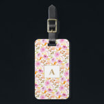 Summer Pink Watercolor Floral Family Monogram   Luggage Tag<br><div class="desc">Personalized Summer Pink Watercolor Floral Family Monogram Luggage Tag</div>