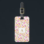 Summer Pink Watercolor Floral Family Monogram   Luggage Tag<br><div class="desc">Personalized Summer Pink Watercolor Floral Family Monogram Luggage Tag</div>