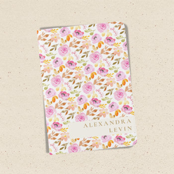 Summer Pink Watercolor Floral Personalized Name  Passport Holder by LEAFandLAKE at Zazzle