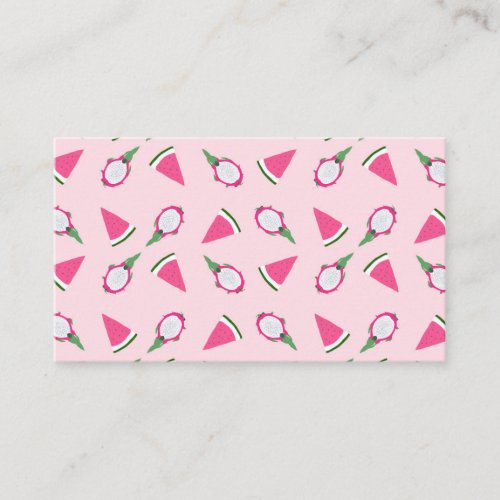 Summer Pink Watermelon and Dragon Fruits Pattern Business Card