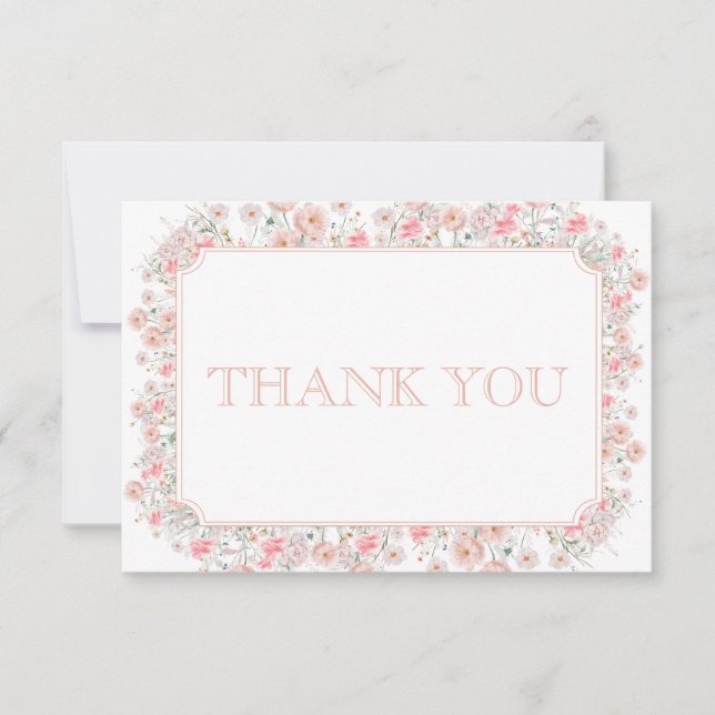 Summer Pink Wildflower Baby Shower Thank You Card (Front)