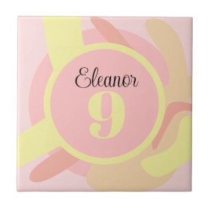 Summer Pink Yellow Cream Modern Personalized Ceramic Tile