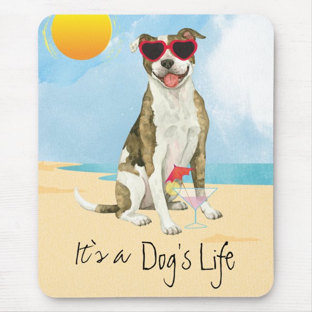 Summer Pit Bull Terrier Mouse Pad (Front)