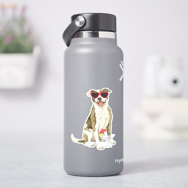Summer Pit Bull Terrier Vinyl Sticker (HydroFlask)