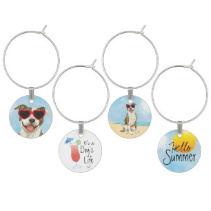 Summer Pit Bull Terrier Wine Charm
