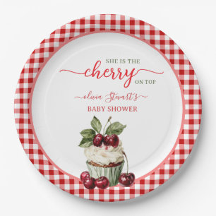 Summer plaid Cherry theme Baby shower Paper Plates