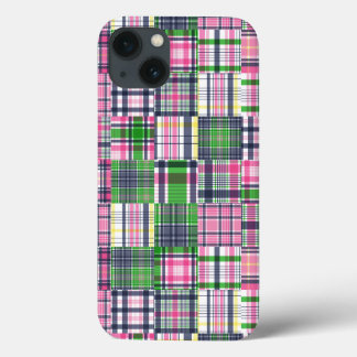 Summer Plaid Pink Madras Patchwork iPhone 13 Case