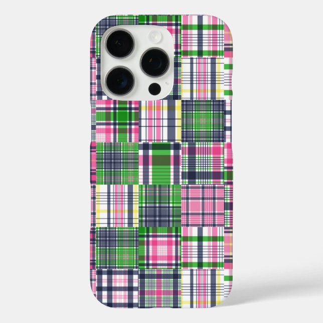 Summer Plaid Pink Madras Patchwork Case-Mate iPhone Case (Back)