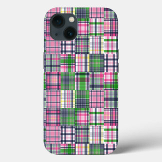 Summer Plaid Pink Madras Patchwork iPhone 13 Case
