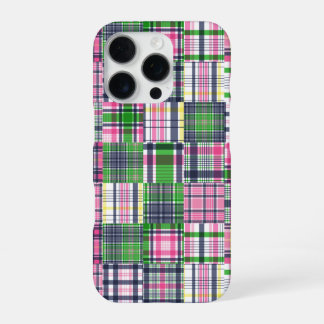 Summer Plaid Pink Madras Patchwork iPhone 16 Pro Case