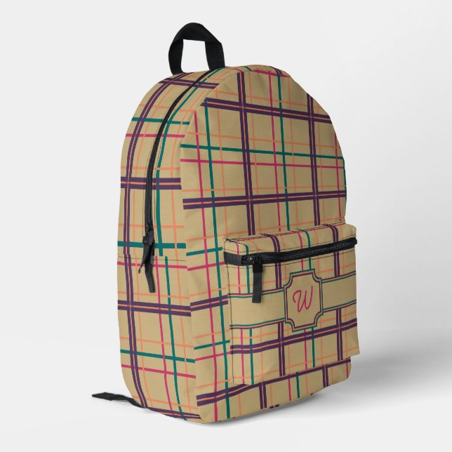 Summer Plaid Printed Backpack (Back Corner Left)