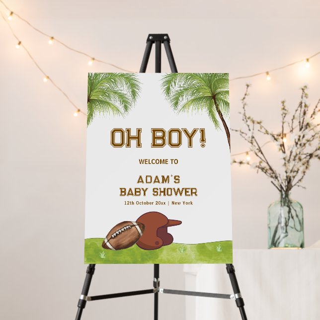 Summer Plam Tree Football Baby Shower Welcome Sign (In Situ (Stand))