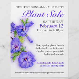 Summer plant sale hibiscus art promo flyer