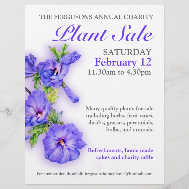 Summer plant sale hibiscus art promo flyer (Front)