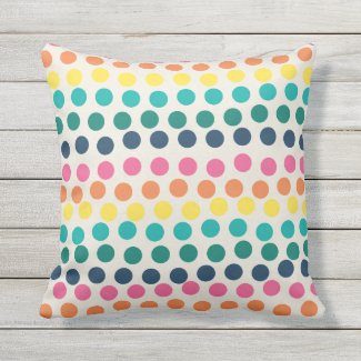 Summer Polka Dots Colorful Outdoor Pillow