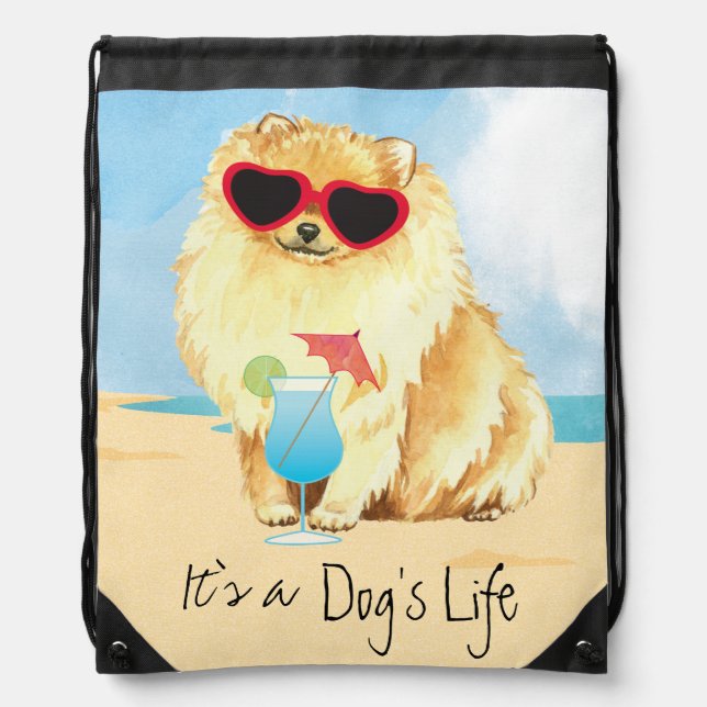 Summer Pomeranian Drawstring Bag (Front)