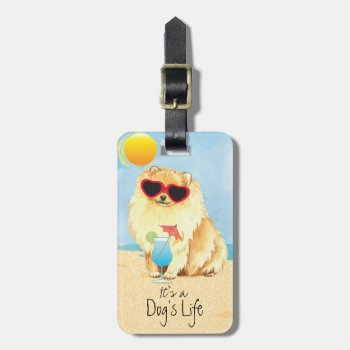 Summer Pomeranian Luggage Tag by DogsInk at Zazzle
