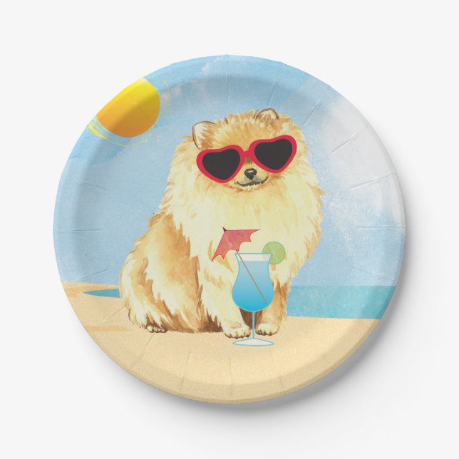 Summer Pomeranian Paper Plates (Front)