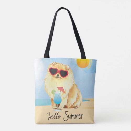 Summer Pomeranian Tote Bag