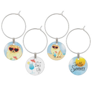 Summer Pomeranian Wine Charm