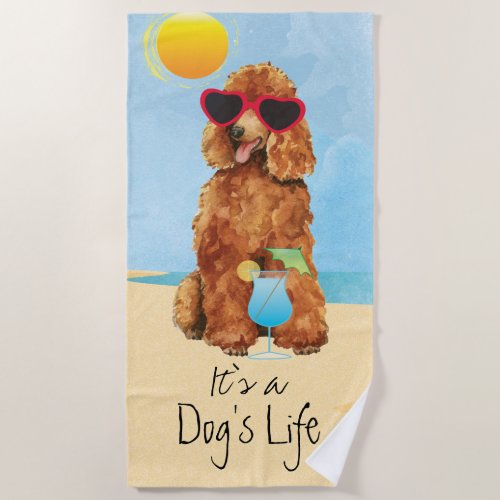 Summer Poodle Beach Towel