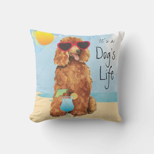 Summer Poodle Outdoor Pillow (Front)