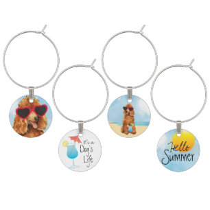 Summer Poodle Wine Charm