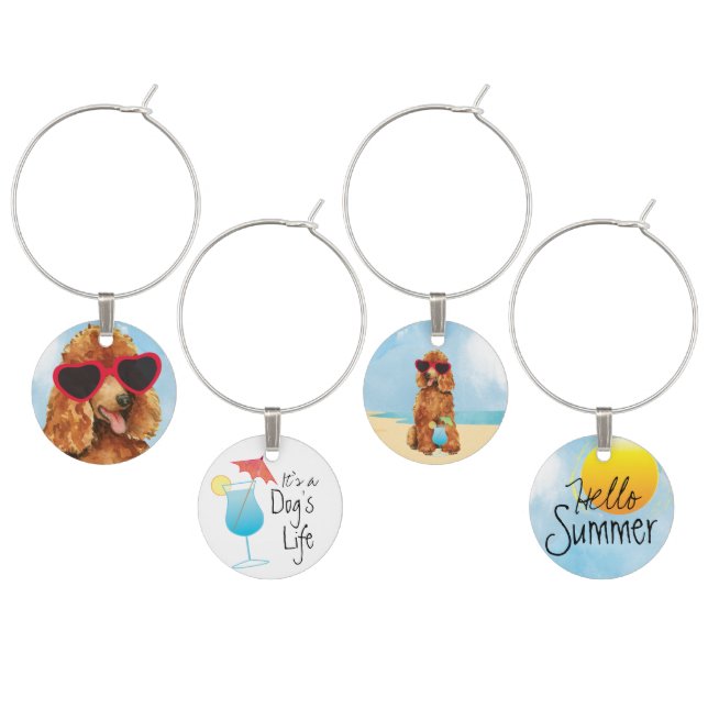 Summer Poodle Wine Charm (Staggered)