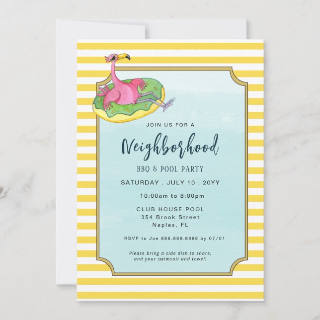 Summer Pool and Block Party Invitation (Front)