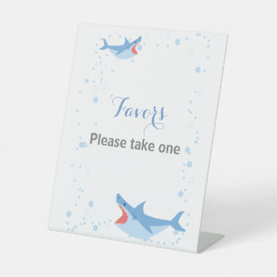 Summer Pool Baby Shower Shark Float Favors Pedestal Sign