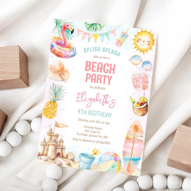 Summer Pool Beach Birthday Party Invitation (Creator Uploaded)