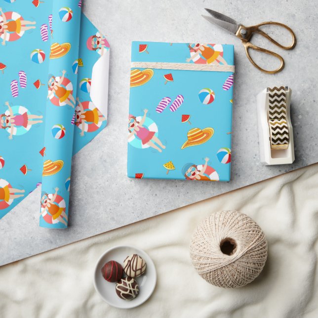 Summer Pool Beach Life Wrapping Paper (Crafts)