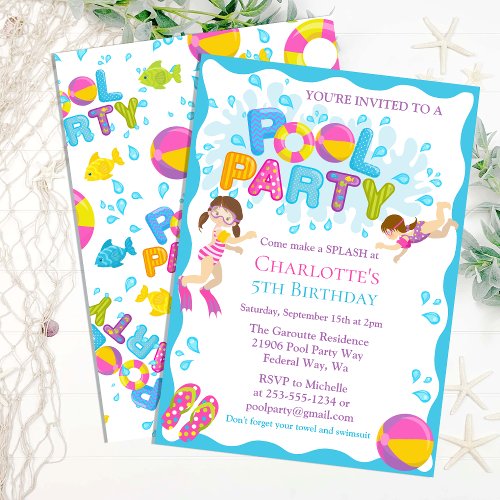 Summer Pool Birthday Party Invitation