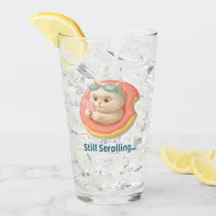 Summer Pool Day: Bao Bao Cat in Donut Float Art Glass