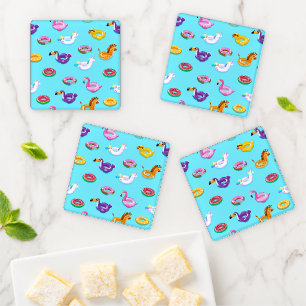 Summer Pool Float Pattern Coaster Set