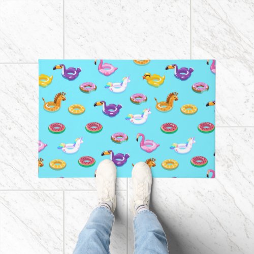 Summer Pool Float Pattern Doormat