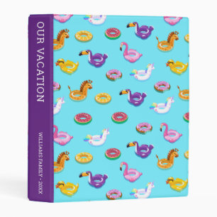 Summer Pool Float Pattern Family Vacation Mini Binder