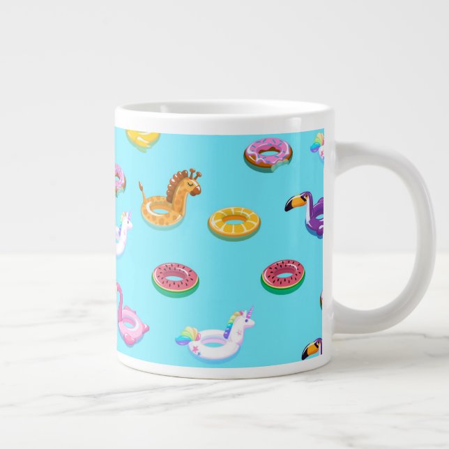 Summer Pool Float Pattern Giant Coffee Mug (Right)