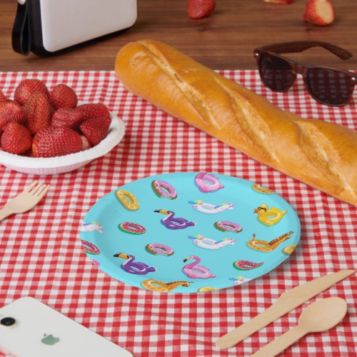 Summer Pool Float Pattern Paper Plates