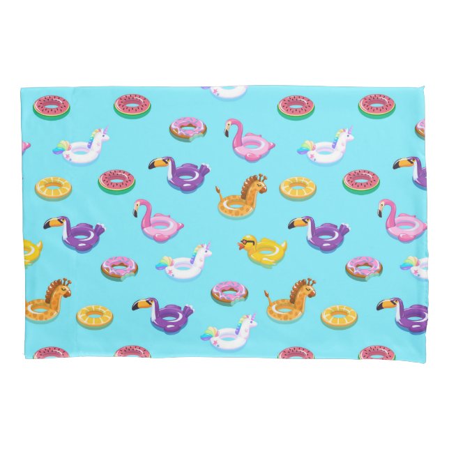 Summer Pool Float Pattern Pillow Case (Front-Left)