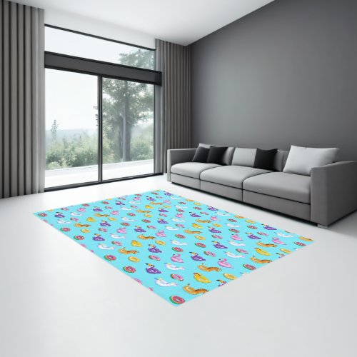 Summer Pool Float Pattern Rug