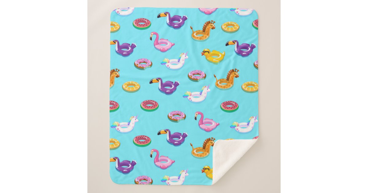 Summer Pool Float Pattern Sherpa Blanket | Zazzle