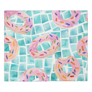 Summer Pool Floats Watercolor Mosaic Duvet Cover