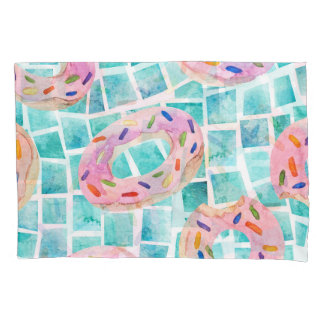 Summer Pool Floats Watercolor Mosaic Pillow Case