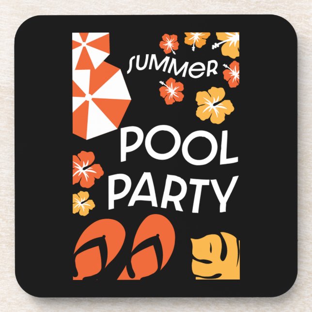 Summer Pool Parties   Beverage Coaster (Front)